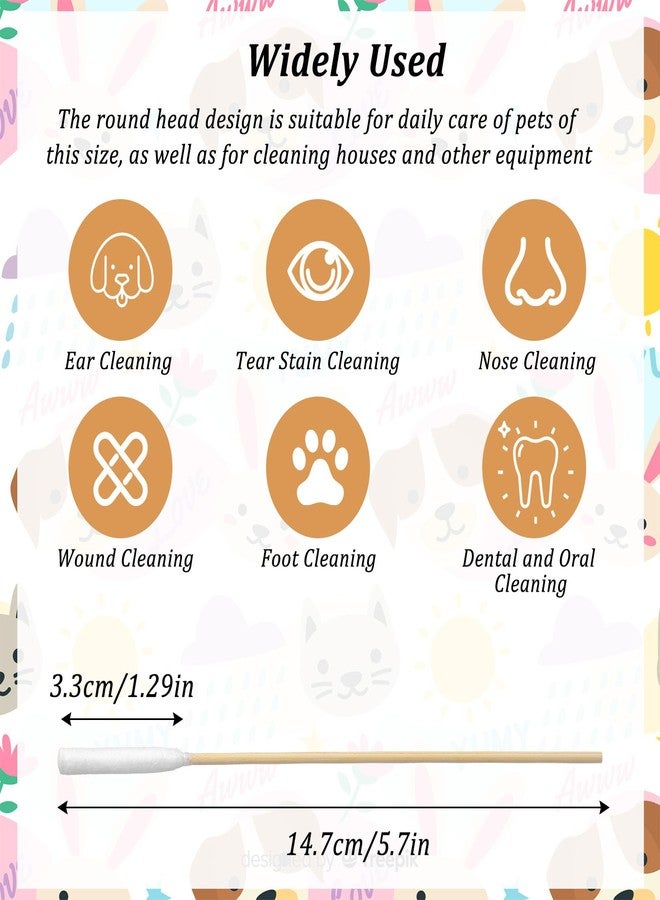 Hpmjz 100 Pcs Large Cotton Swabs 6 Inch Dog Ear Swabs with Bamboo Handle for Dogs Soft Cotton Gentle and Lint-Free Dog Ears Clean Tips for Ear Cleaning Pet Care - Image 2